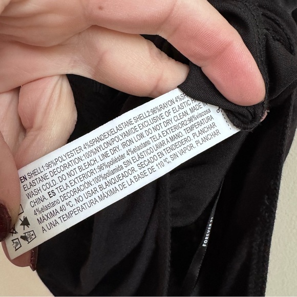 Forever 21 black lace bodysuit adjustable sleeves medium NWT goth fairy whimsy - Picture 4 of 10